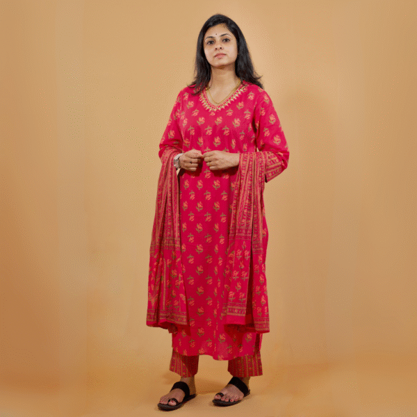 Women's 3 Pcs Set Side Cut Kurti